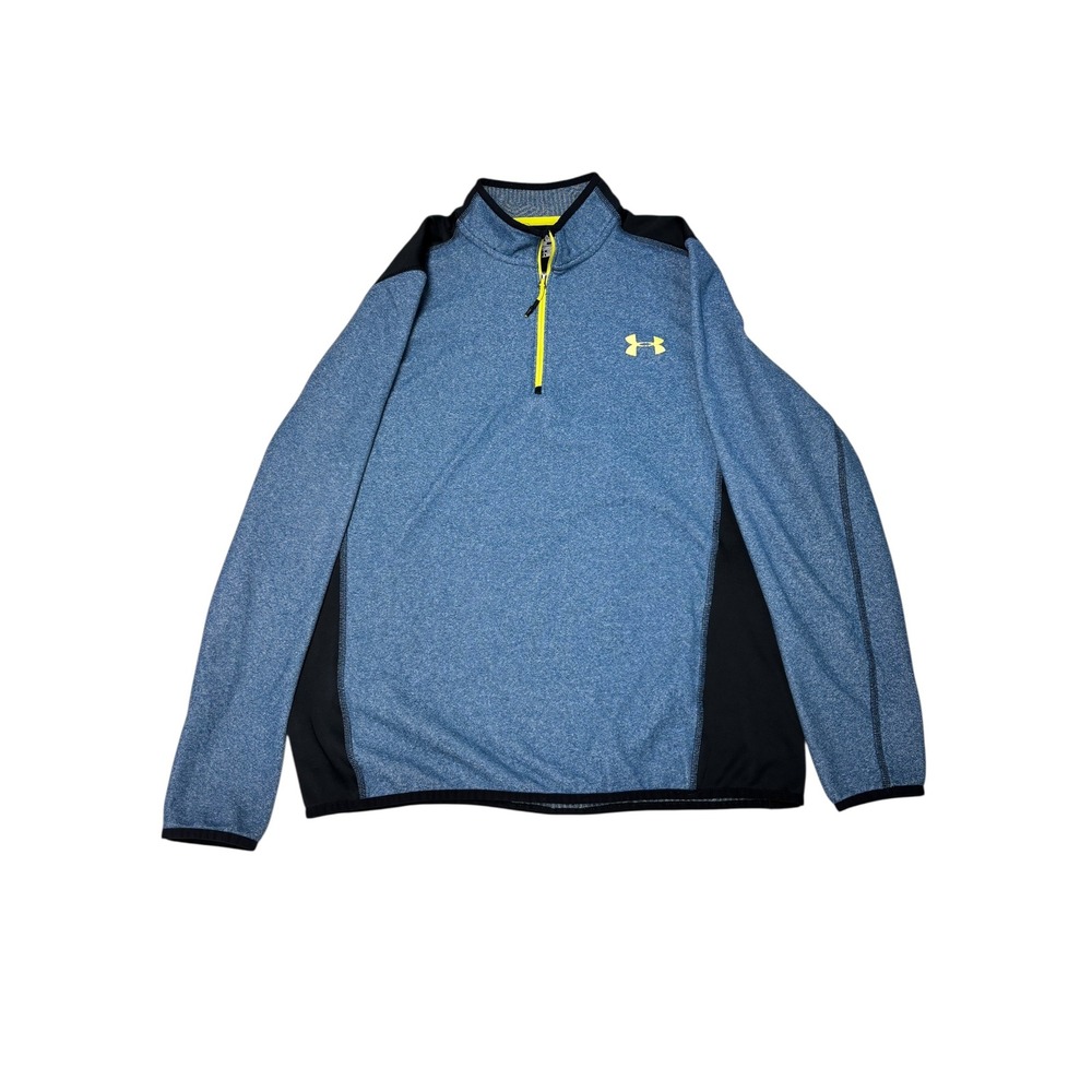 Under Armour Mens ColdGear 1/4 Zip Pullover Loose Fit‎ Blue Black Medium